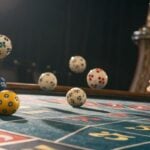 Composição digital com bolas numeradas, calendário e símbolos de sorte sugerindo combinações