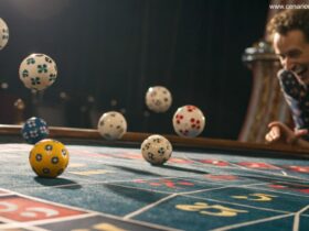 Composição digital com bolas numeradas, calendário e símbolos de sorte sugerindo combinações