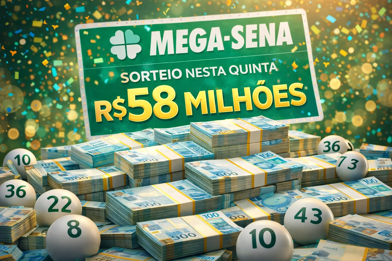 O concurso 2953 da Mega Sena promete prêmio de R$ 58M nesta quinta-feira (18/12/2025)