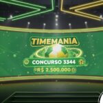 Imagem de telão mostrando o concurso da Timemania de hoje