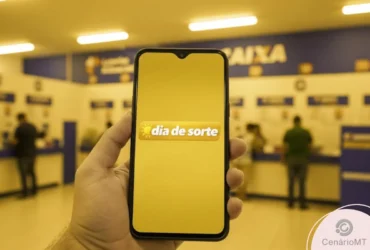 Dia de Sorte 1192: veja estratégias práticas e palpites para o sorteio de R$ 150 mil nesta terça (24) 9 Celular com a logo da loteria Dia de Sorte em uma lotérica da Caixa Econômica Federal