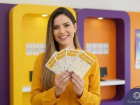 Foto de mulher segurando volantes da dia de sorte