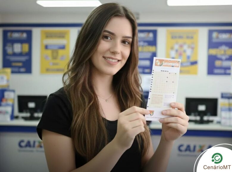 Pessoa comprando bilhete da Lotomania em lotérica
