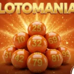 Imagem ilustrativa da Lotomania destacando bolas de sorteio laranjas e logotipo. Arte visual da Lotomania com números e explosão de luz ao fundo.