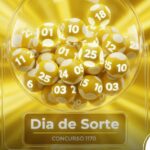 Imagem publicitária da loteria Dia de Sorte, mostrando um globo de vidro com bolas numeradas amarelas. Abaixo, uma placa retangular dourada identifica o "Dia de Sorte" e o "Concurso 1170". Fundo com efeito de brilho amarelo.