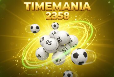 Timemania 2358 acumula e prêmio vai a R$ 7,8 milhões; veja o resultado e o time do coração 18 Bolas numeradas misturadas a bolas de futebol com rastros de luz verde e fundo dourado para a Timemania 2358.