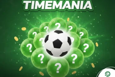 Timemania hoje: estratégias inteligentes e palpites para disputar os R$ 13,5 milhões nesta terça (24/03) 9 Banner verde com bola de futebol e título da loteria Timemania