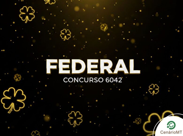 Banner preto com trevos dourados para a loteria federal concurso 6042