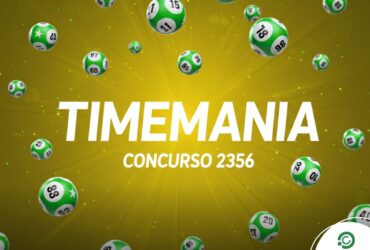 Resultado da Timemania 2356: Veja os números sorteados e o Time do Coração deste sábado (14/02) 21 Banner ilustrativo com fundo amarelo e detalhes verdes para a Timemania concurso 2356