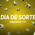 Banner decorativo com padrão de cores amarelo e detalhes azuis para a Dia de Sorte 1177
