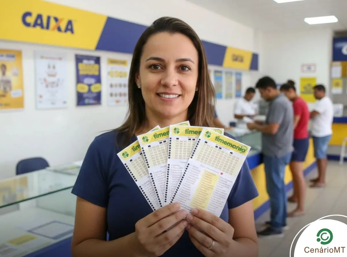 Apostadora conferindo resultados