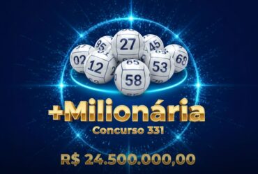 +Milionária 331 tem aposta que faturou R$ 134 mil; veja o resultado e o rateio completo 33 Banner da loteria +Milionária concurso 331 com bolas numeradas em um círculo azul brilhante e prêmio de 24,5 milhões de reais.