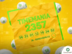 Banner ilustrativo para a Timemania com os números e time do coração sorteados nesta quinta 19/02