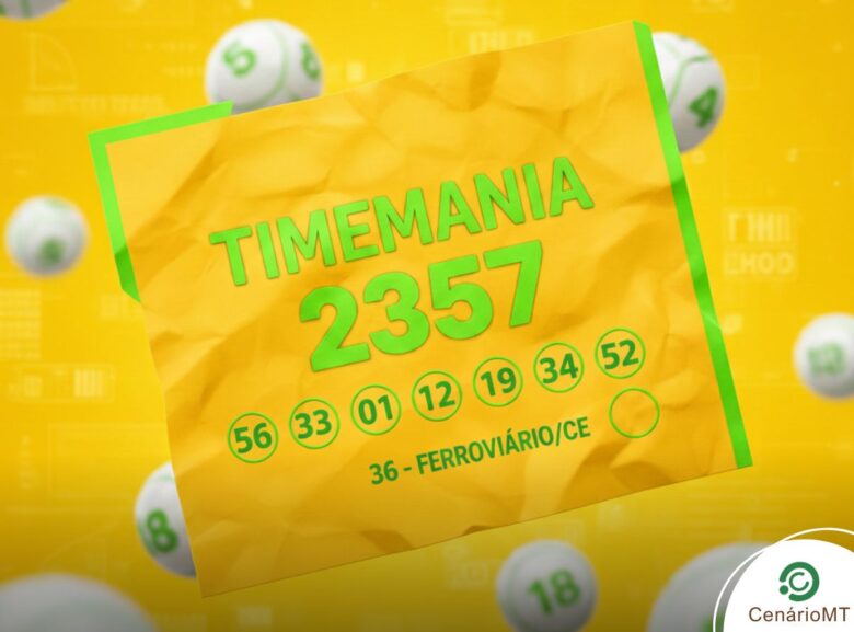 Banner ilustrativo para a Timemania com os números e time do coração sorteados nesta quinta 19/02