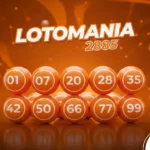 Infográfico Lotomania 2885 mostrando dez bolas laranjas numeradas em um ambiente gráfico moderno.