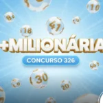 Card azul claro com bolas numeradas e o logotipo da loteria "+Milionária Concurso 326".