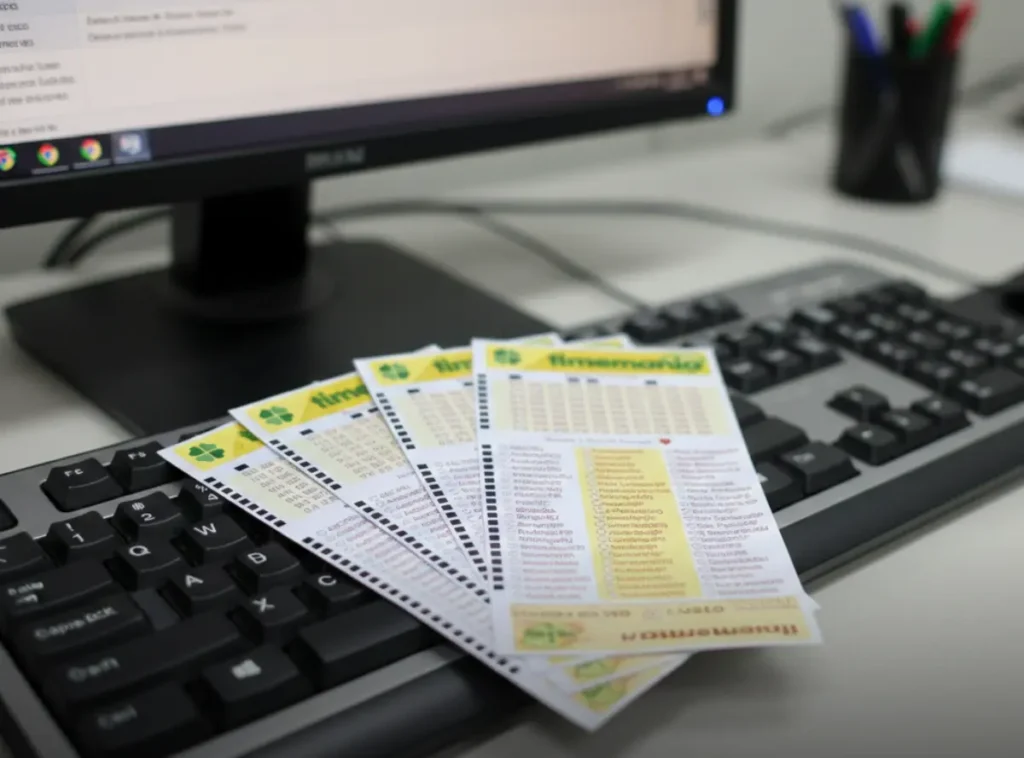 Timemania 2430 acumula: Ninguém cravou as 7 dezenas e prêmio sobe para R$ 9,30 milhões 11 Bilhetes da Timemania sobre teclado de computador