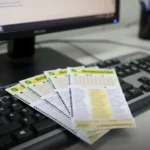 Bilhetes da Timemania sobre teclado de computador