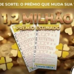 anner digital da loteria Dia de Sorte com a frase "1,2 MILHÃO PRÊMIO ESTIMADO" em letras douradas 3D, cercada por moedas, trevos e volantes da Caixa.