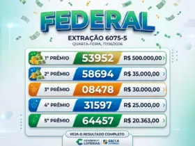 Arte com o resultado da loteria federal de 17/06/26