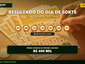 Dia de Sorte 1258 acumula e prêmio vai a R$ 400 mil; veja os números sorteados 3 Dia de Sorte 1258