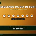 Banner do Dia de sorte 1259, com os números e mês da sorte sorteados.