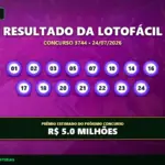 Resultado da lotofacil concurso 3744