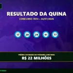 Resultado da quina concurso 7074
