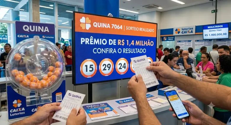 Quina 7064 sorteia prêmio de R$ 1,4 milhão; confira o resultado 1 quina 7064