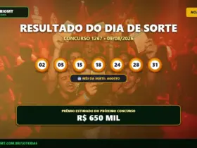 Resultado do Dia de Sorte 167 sorteado em 09/08/2026