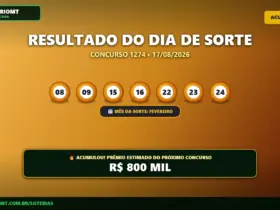 Card com o resultado do Dia de Sorte 1274