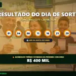 Banner com os dados do resultado do Dia de Sorte 1277