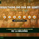 Resultado do Dia de Sorte concurso 1282 de 26/08/2026 acumulado, com dezenas sorteadas, Mês da Sorte Junho e prêmio estimado de R$ 1,6 milhão.