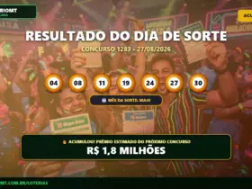 Resultado do Dia de Sorte 1283 acumulado: números sorteados 04, 08, 11, 19, 24, 27 e 30, mês da sorte Maio e prêmio estimado de R$ 1,8 milhão