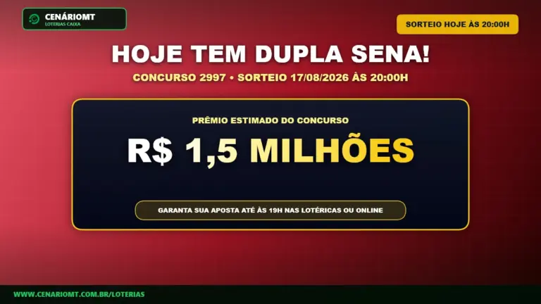 Arte com os dados da Dupla Sena 2997