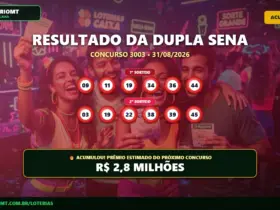 Dupla Sena 3003: Prêmio acumula e chega a R$ 2,80 milhões 33 Resultado da Dupla Sena 3003