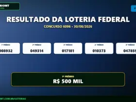 Resultado da Loteria Federal 6096: Confira o bilhete que levou R$ 500 mil 18 Resultado da Loteria Federal 6096