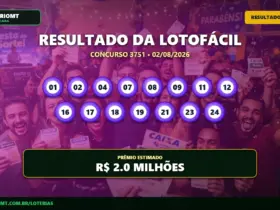Resultado da Lotofácil concurso 3751 de 02/08/2026 com as quinze dezenas sorteadas