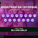 Resultado da lotofacil concurso 3755