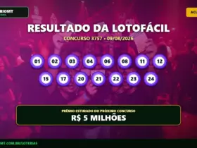 Resultado da Lotofácil 3757: prêmio acumula e vai a R$ 5 milhões 3 Resultado da Lotofácil 3757 sorteado em 09/08/2026