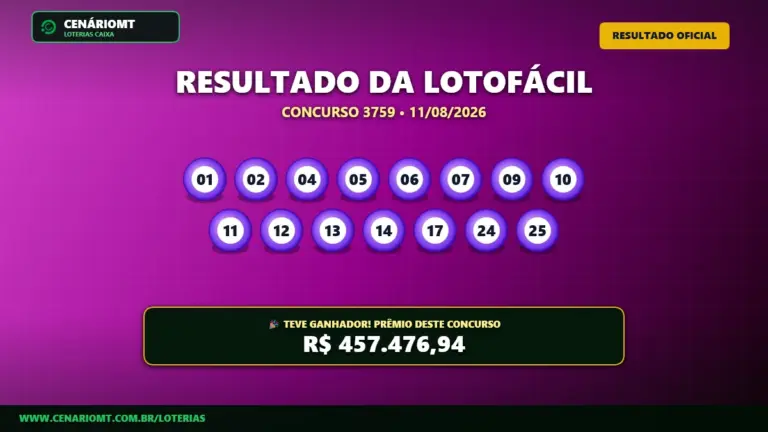 Resultado da Lotofácil 3759