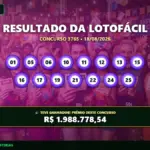Banner com os dados da Lotofácil 3765