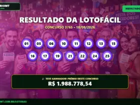 Banner com os dados da Lotofácil 3765