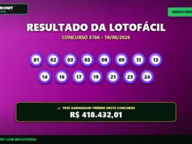 Banner de resultado da Lotofácil 3766
