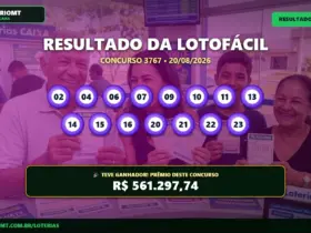 Banner com os dados do resultado da Lotofácil 3767