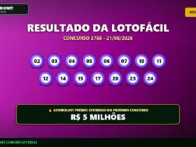 Lotofácil 3768: Prêmio acumula para R$ 5 milhões; confira o resultado 3 Resultado da Lotofácil 3768