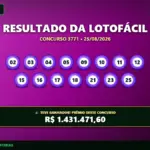 Resultado do concurso 3771 da Lotofácil