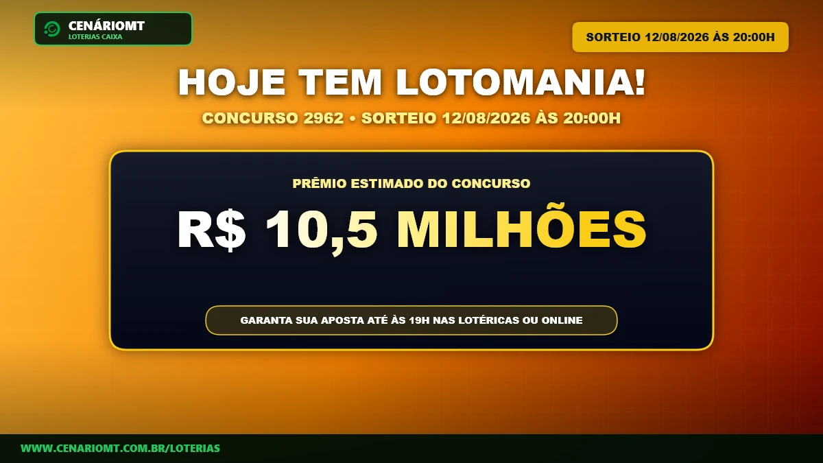 Lotomania de hoje: concurso 2962 paga prêmio estimado em R$ 10,5 milhões