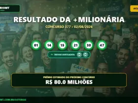 Resultado da Mais Milionária concurso 377 de 02/08/2026 com números e trevos sorteados