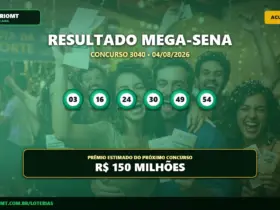 Resultado da Mega-Sena 3040: prêmio acumula e vai a R$ 150 milhões 9 Resultado da Mega-Sena concurso 3040 com os números sorteados e prêmio acumulado de R$ 150 milhões.